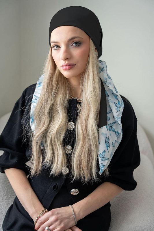 Black floral headscarf